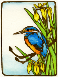 Kingfisher and Flag Iris